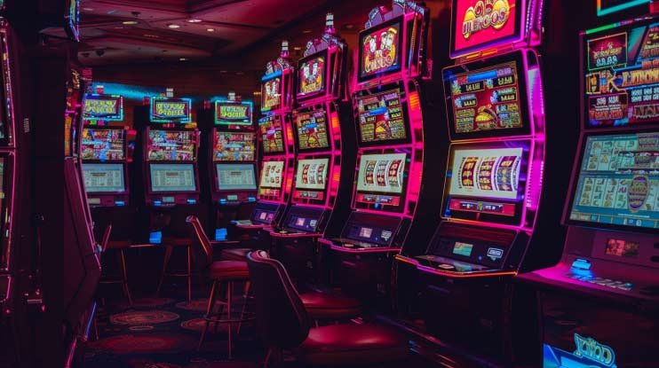 Colourful slot game reels on ok play game mobile interface